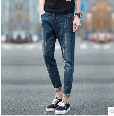 Jeans pour adolescent pieds Slim en polyester Quatre saisons - Ref 1467068