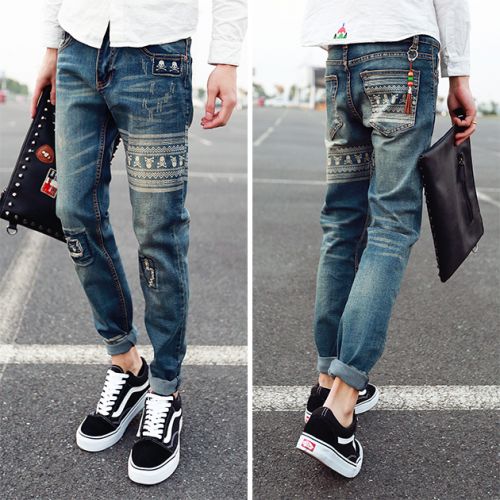 Jeans pour adolescent pieds Slim en coton Quatre saisons - Ref 1467229