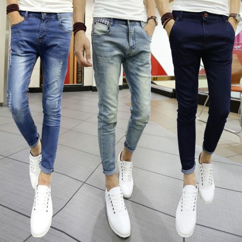 Jeans pour adolescent pieds Slim en coton Quatre saisons - Ref 1467240