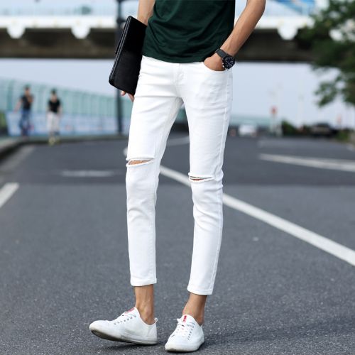 Jeans pour jeunesse pieds Slim en coton été - Ref 1467245