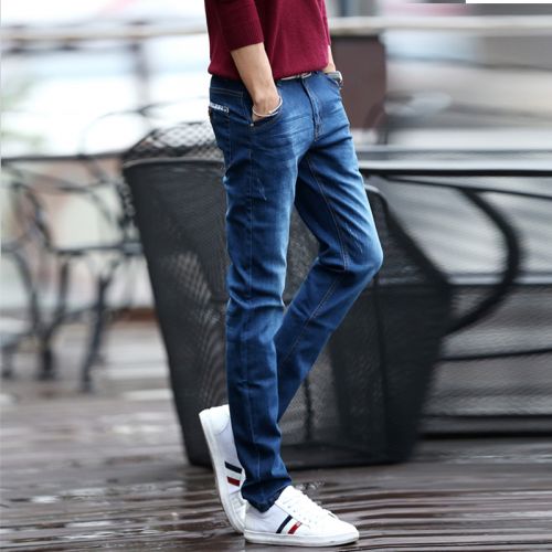 Jeans pour adolescent pieds Slim Coton de fibres polyester viscose fibre polyuréthane élastique spandex - Ref 1467280