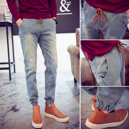 Jeans pour adolescent pieds Slim en coton été - Ref 1467293