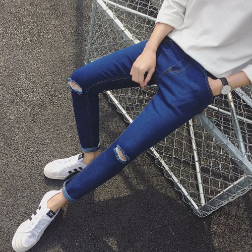 Jeans pour adolescent pieds Slim en coton Quatre saisons - Ref 1467324
