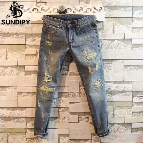 Jeans pour jeunesse pieds Slim SUNDIPY en coton Quatre saisons - Ref 1467332