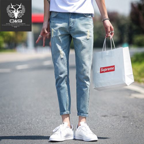 Jeans pour jeunesse pieds Slim en coton automne - Ref 1467349