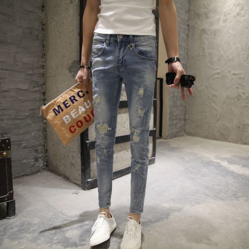Jeans pour jeunesse pieds Slim EIPOSSNI en coton été - Ref 1467395