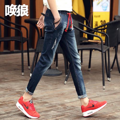Jeans pour adolescent pieds Slim en coton Quatre saisons - Ref 1467454