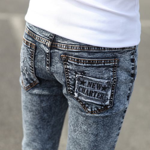 Jeans pour jeunesse pieds Slim en polyester automne - Ref 1467468