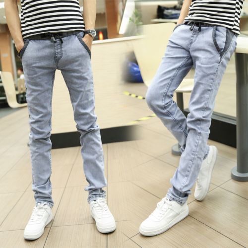 Jeans pour adolescent pieds Slim en coton été - Ref 1467501