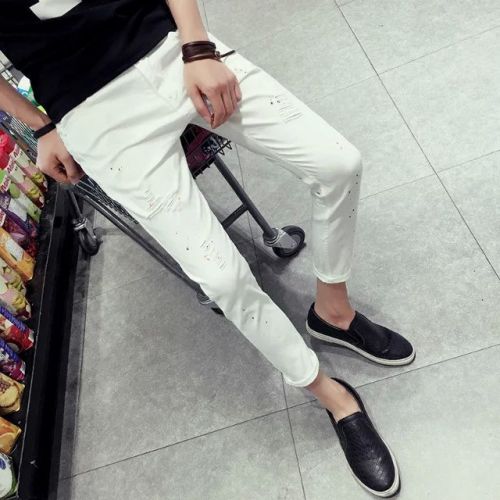 Jeans pour adolescent pieds Slim en coton été - Ref 1467510