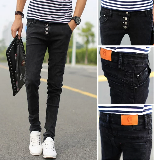 Jeans pour adolescent pieds Slim en coton Quatre saisons - Ref 1467540