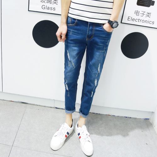 Jeans pour adolescent pieds Slim en coton été - Ref 1467591