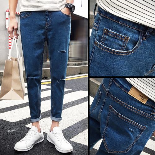 Jeans pour jeunesse pieds Slim en coton été - Ref 1467695