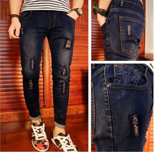 Jeans pour adolescent pieds Slim en coton été - Ref 1467709