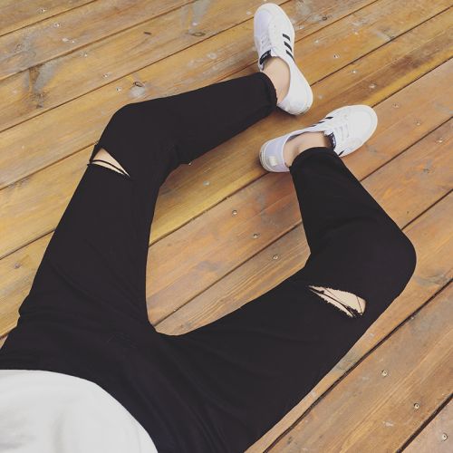 Jeans pour adolescent pieds Slim en coton été - Ref 1467727