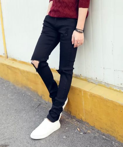 Jeans pour adolescent coupe droite en polyester Quatre saisons - Ref 1467781