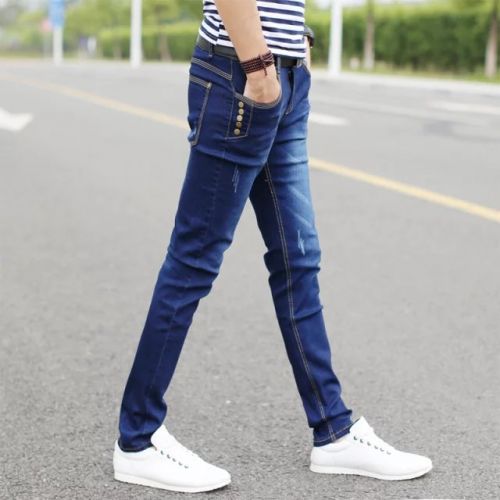 Jeans pour adolescent pieds Slim en coton hiver - Ref 1467902