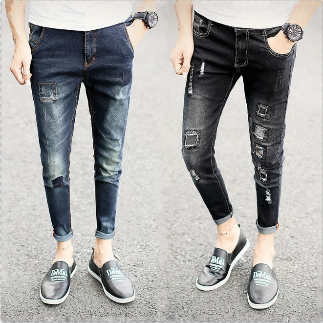 Jeans pour adolescent pieds Slim en coton printemps - Ref 1467983