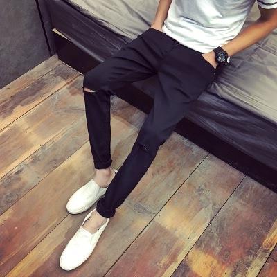 Jeans pour adolescent pieds Slim en coton été - Ref 1468070