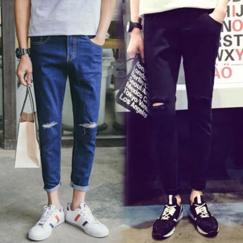 Jeans pour adolescent pieds Slim en coton été - Ref 1468145