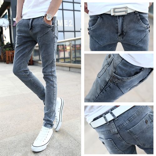 Jeans pour jeunesse pieds Slim en coton Quatre saisons - Ref 1468201