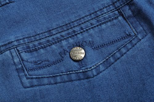 Jeans droite de coton, fibres polyester pour été - Ref 1468254