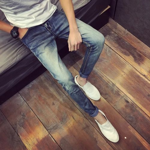 Jeans pour adolescent pieds Slim en coton automne - Ref 1468344