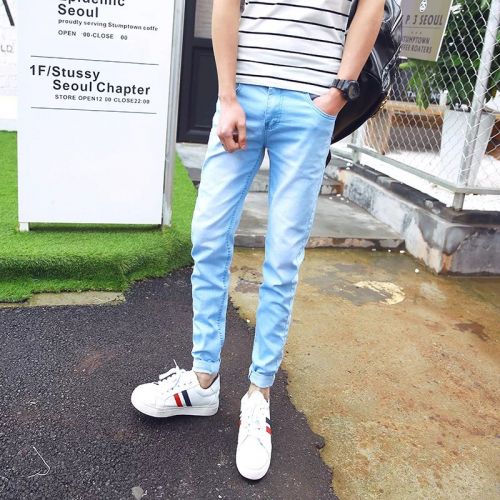 Jeans pour adolescent pieds Slim en coton été - Ref 1468455