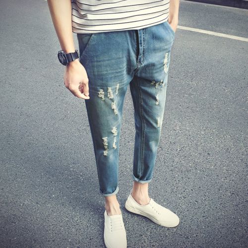 Jeans pour jeunesse pieds Slim en coton été - Ref 1468516
