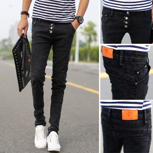 Jeans pour adolescent pieds Slim en coton automne - Ref 1468576