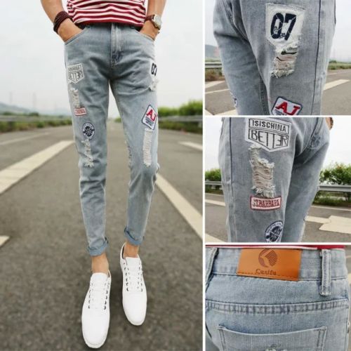 Jeans pour adolescent pieds Slim A.VACAWIN en coton été - Ref 1468582