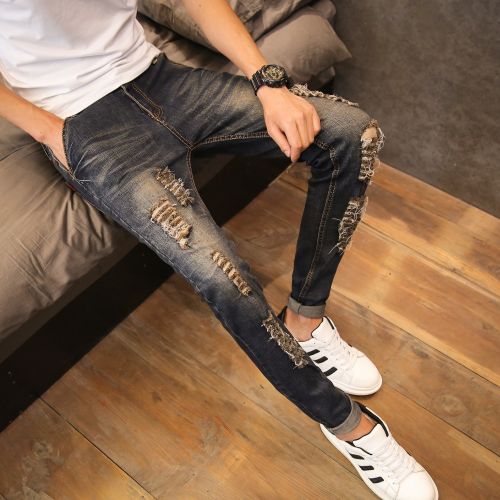 Jeans pour adolescent pieds Slim en coton été - Ref 1468631