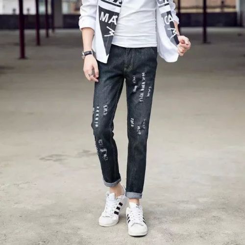 Jeans pour adolescent pieds Slim en coton printemps - Ref 1468664