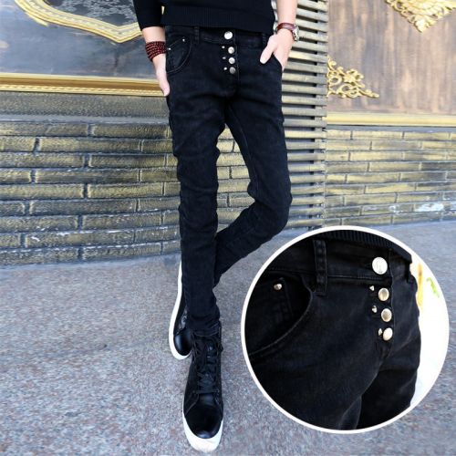 Jeans pour adolescent pieds Slim en coton printemps - Ref 1468666