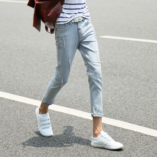 Jeans pour adolescent pieds Slim en polyester été - Ref 1468739