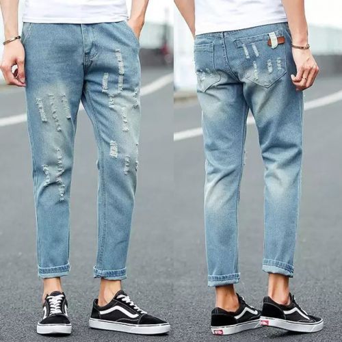 Jeans pour adolescent pieds Slim en coton été - Ref 1468944
