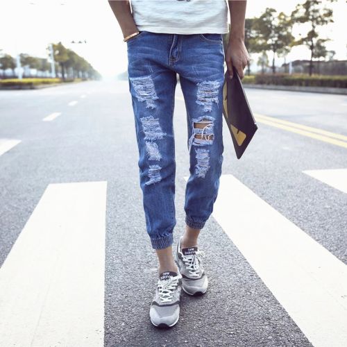 Jeans pour jeunesse pieds Slim en coton été - Ref 1469027