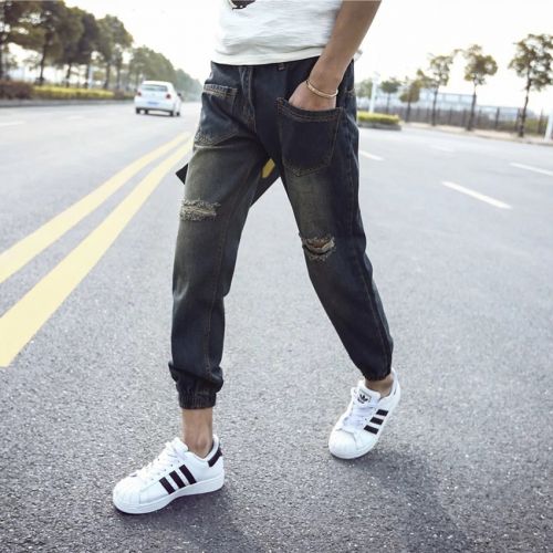 Jeans pour jeunesse pieds Slim en coton été - Ref 1469032