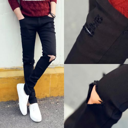 Jeans pour jeunesse pieds Slim en coton printemps - Ref 1469060