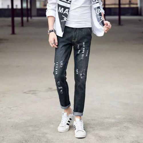 Jeans pour jeunesse pieds Slim en coton Quatre saisons - Ref 1469448