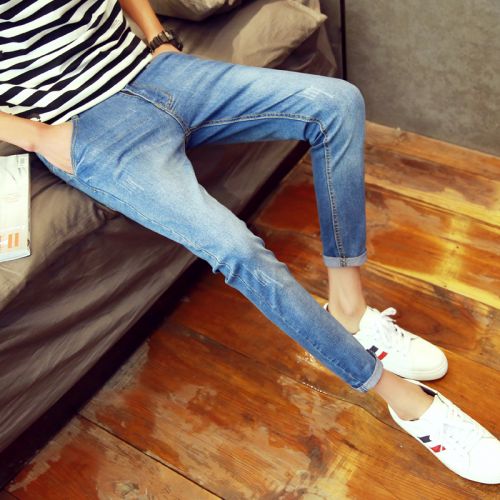 Jeans pour adolescent pieds Slim JEANS en coton été - Ref 1469467
