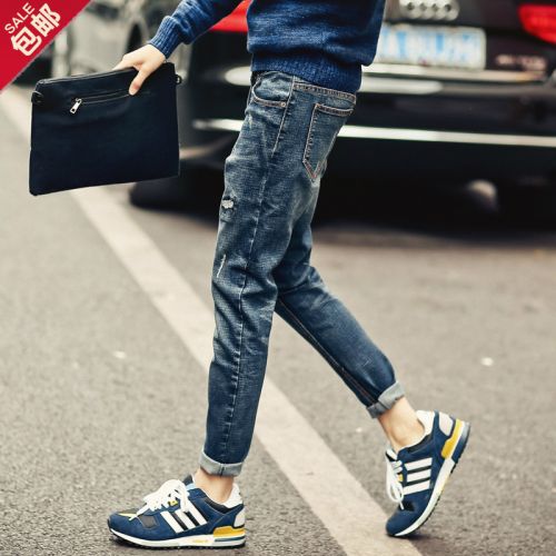 Jeans pour adolescent pieds Slim en coton été - Ref 1469513