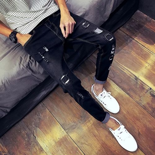 Jeans pour adolescent pieds Slim en coton automne - Ref 1469516