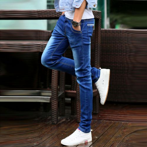 Jeans pour adolescent pieds Slim en coton automne - Ref 1469534