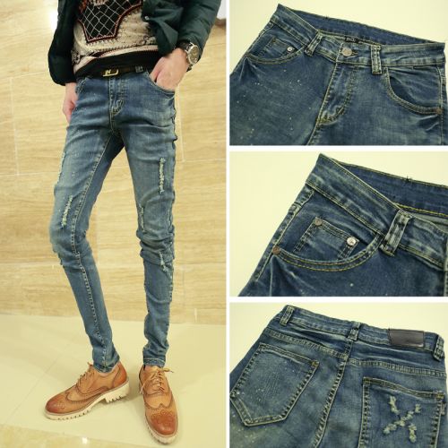 Jeans pour adolescent pieds Slim en coton été - Ref 1469574