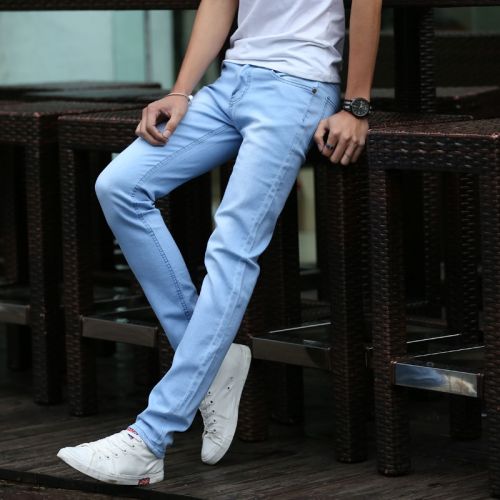 Jeans pour adolescent pieds Slim en coton été - Ref 1469581