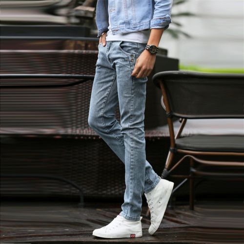 Jeans pour adolescent pieds Slim en coton hiver - Ref 1469605