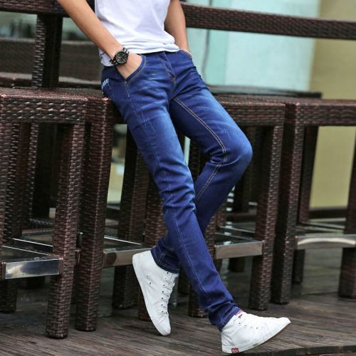 Jeans pour adolescent pieds Slim en coton été - Ref 1469613