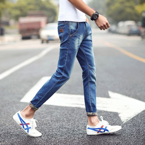 Jeans pour adolescent pieds Slim en coton été - Ref 1469632