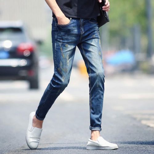 Jeans pour adolescent pieds Slim en coton été - Ref 1469637